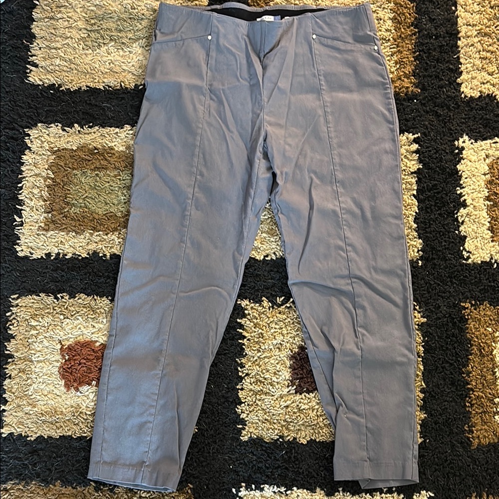 Womans Gray khaki Pants- elastic waist
